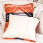 Handwoven Textured Cotton Pillow Cover Coral Black 18x18 Square Set of 2