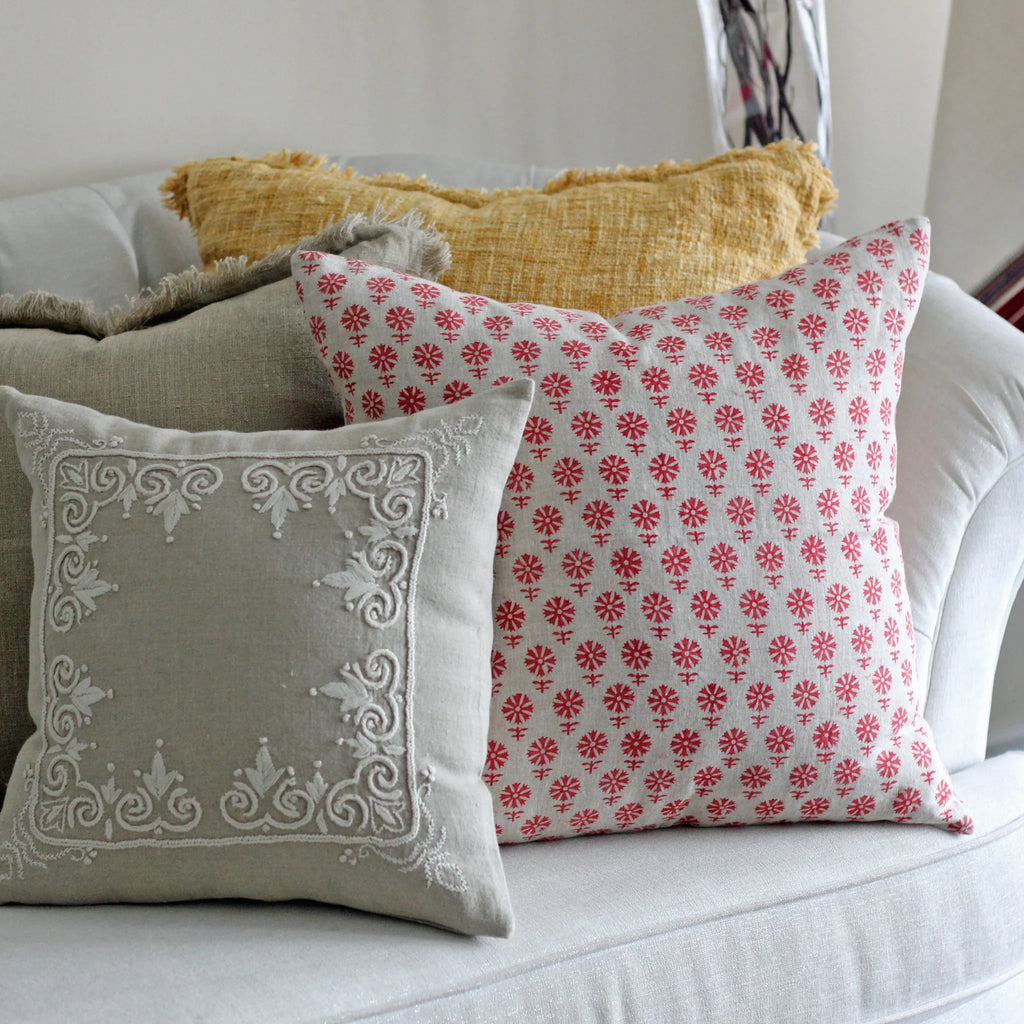 25 Lea Linen Hand Block Printed Cushion Cover Handmade Decorative Pillow 20x20