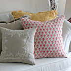 25 Lea Linen Hand Block Printed Cushion Cover Handmade Decorative Pillow 20x20