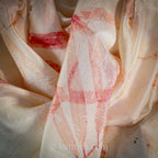 Natural Mulberry Silk Stole Eco Printed with Red Eucalyptus Leaves Featherweight Scarf Pink 21x72