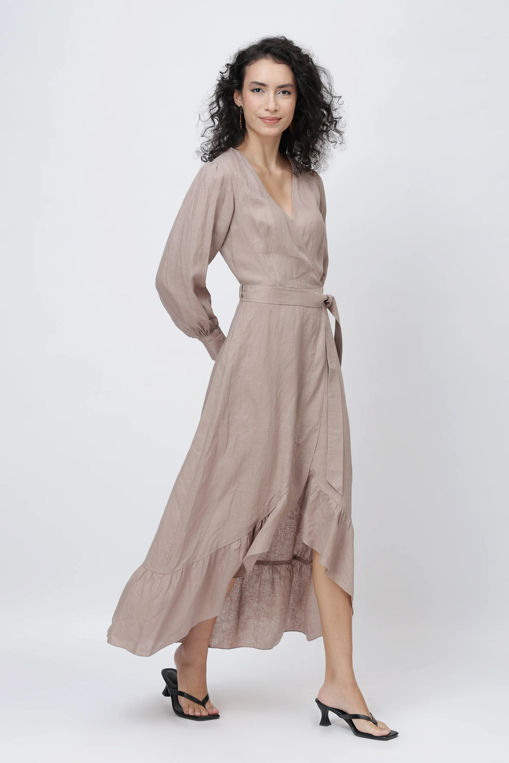 The Solenne Linen Wrap Maxi Dress Elegant Breathable Timeless