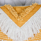 Cotton Embroidered Textured Pillow Cover Boho Decorative Cushion Orange White 18x18