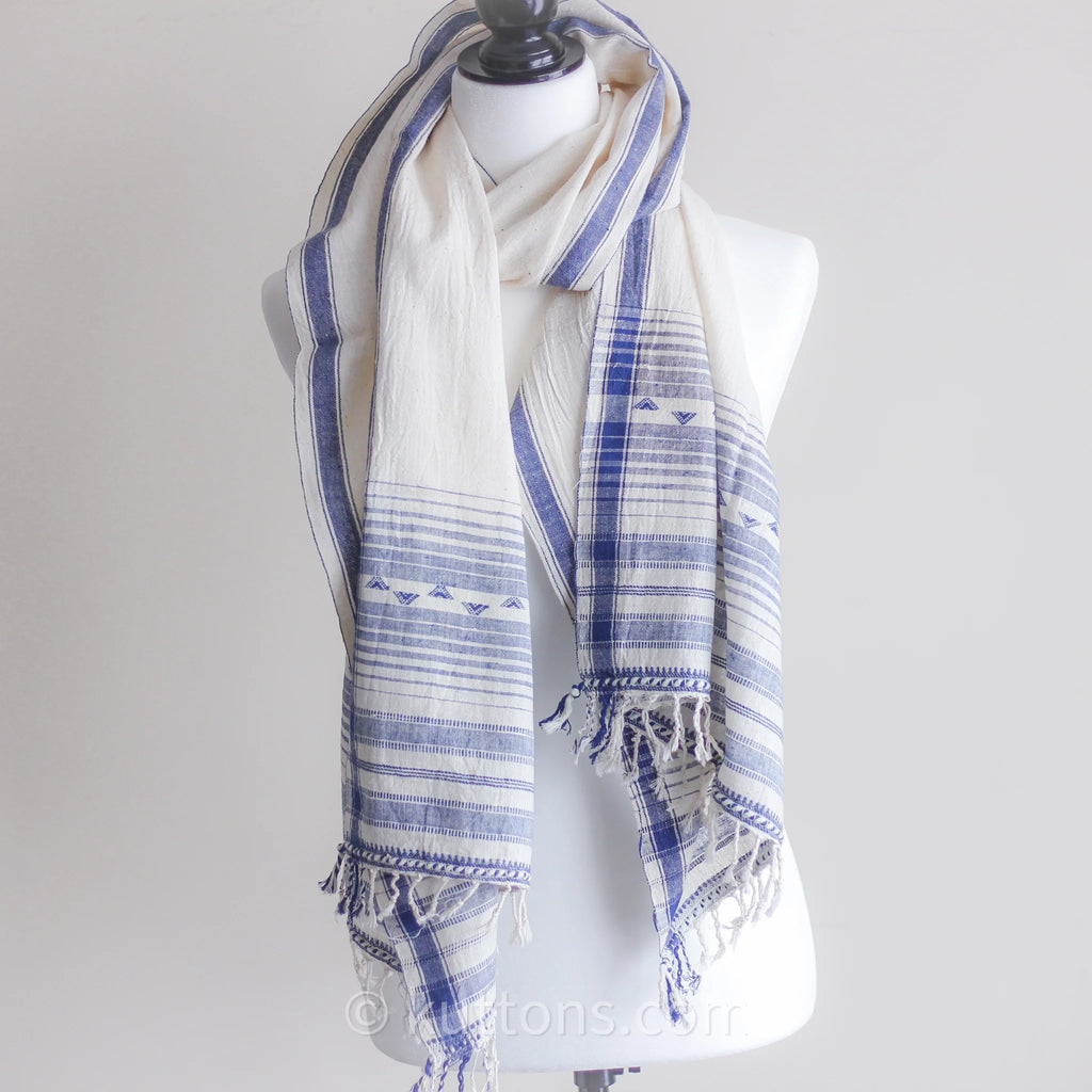 Organic Cotton Wrap with Tassels Handwoven Genetically Pure Organic Kala Cotton Scarf White 23x76 multiple designs