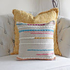 Handwoven 100 Cotton Throw Pillow Cover Decorative Hand Knotted Cushion Cream 18x18