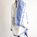 Handspun Handwoven Organic Cotton Shawl with Embroidered Mirrors 100 Organic Kala Cotton Wrap Cream Blue 40x96