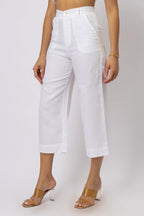 High Waisted Linen Capri Pants
