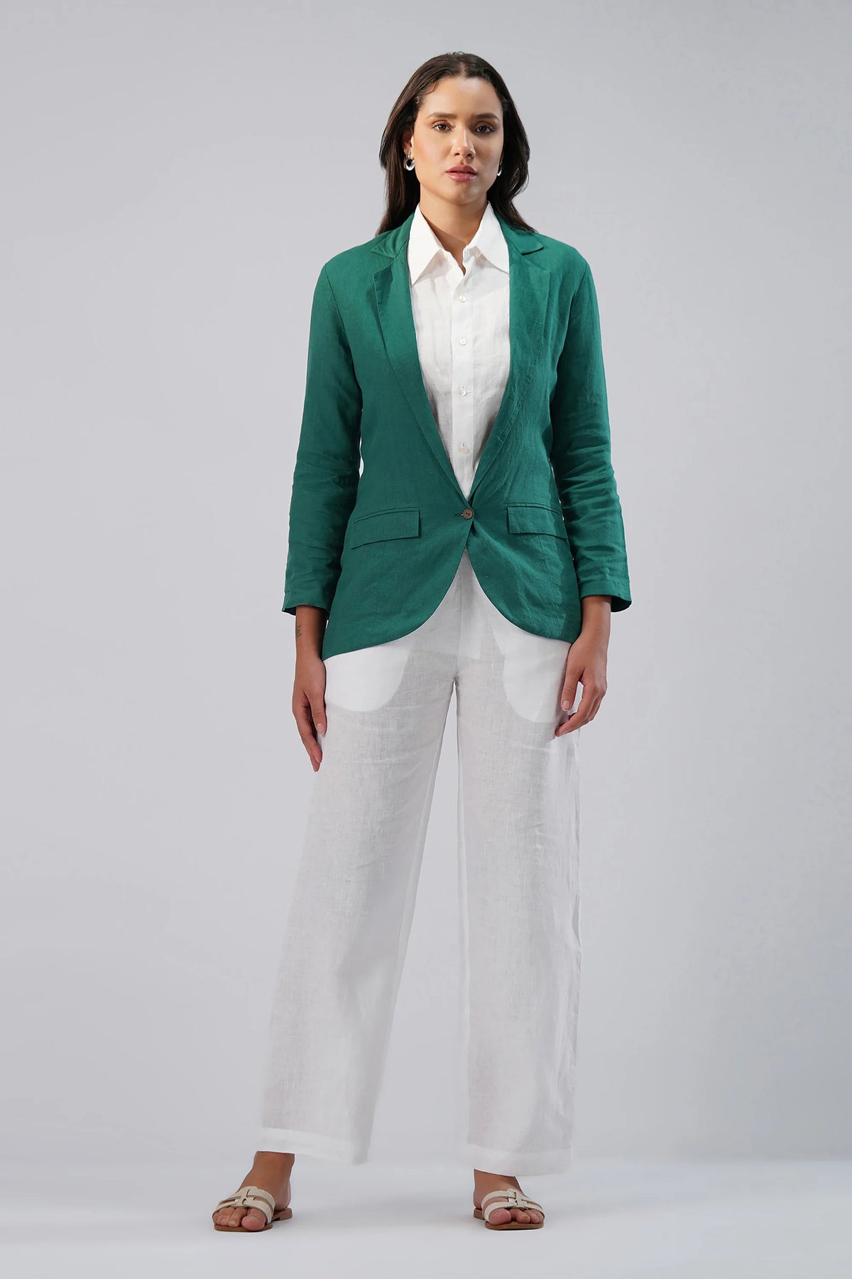 The Verde Tailored Linen Blazer Relaxed Fit European Linen Blazer for Effortless Layering
