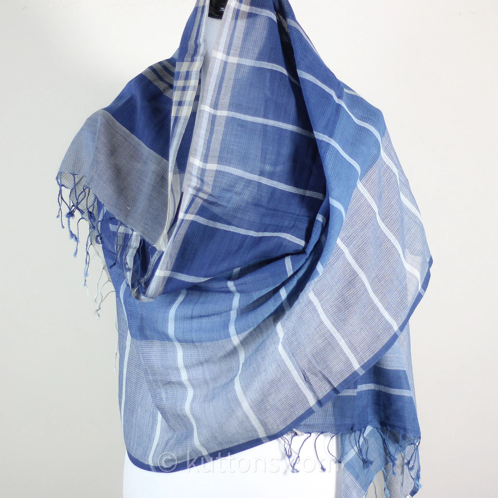 Naturally Dyed Handwoven Cotton Stole Indigo Tea Waste Featherweight Fashion Wrap Blue 23x80 multiple designs