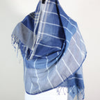 Naturally Dyed Handwoven Cotton Stole Indigo Tea Waste Featherweight Fashion Wrap Blue 23x80 multiple designs