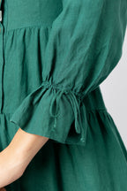 Linen Button Front Tiered Maxi Dress