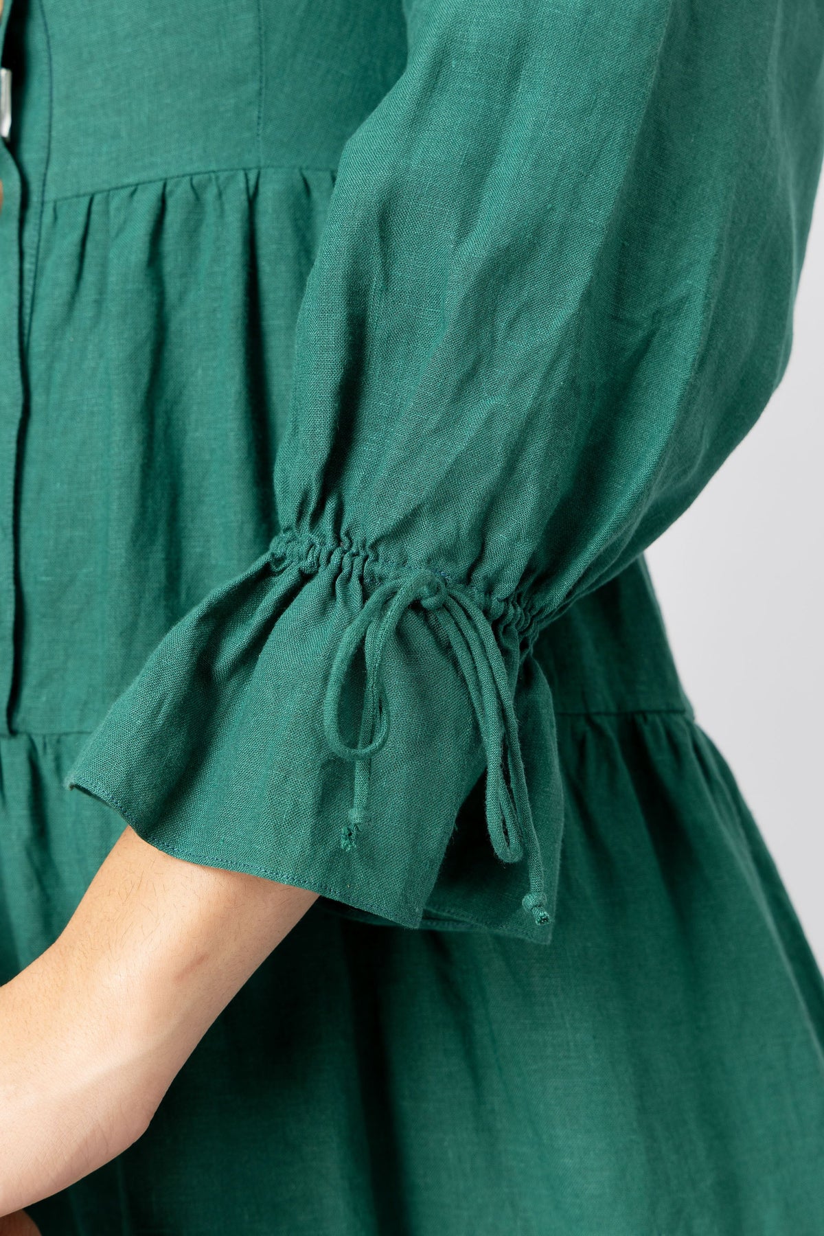 Linen Button Front Tiered Maxi Dress