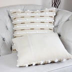 Handwoven Cotton and Jute Textured Cushion Cover Cream 18x18 Square