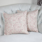 Floral Printed Cotton Cushion Cover Cream Pink 16x16 Set of 2