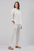 Relaxed Fit Linen Shirt with Wrap Styling Detail Drop Shoulders