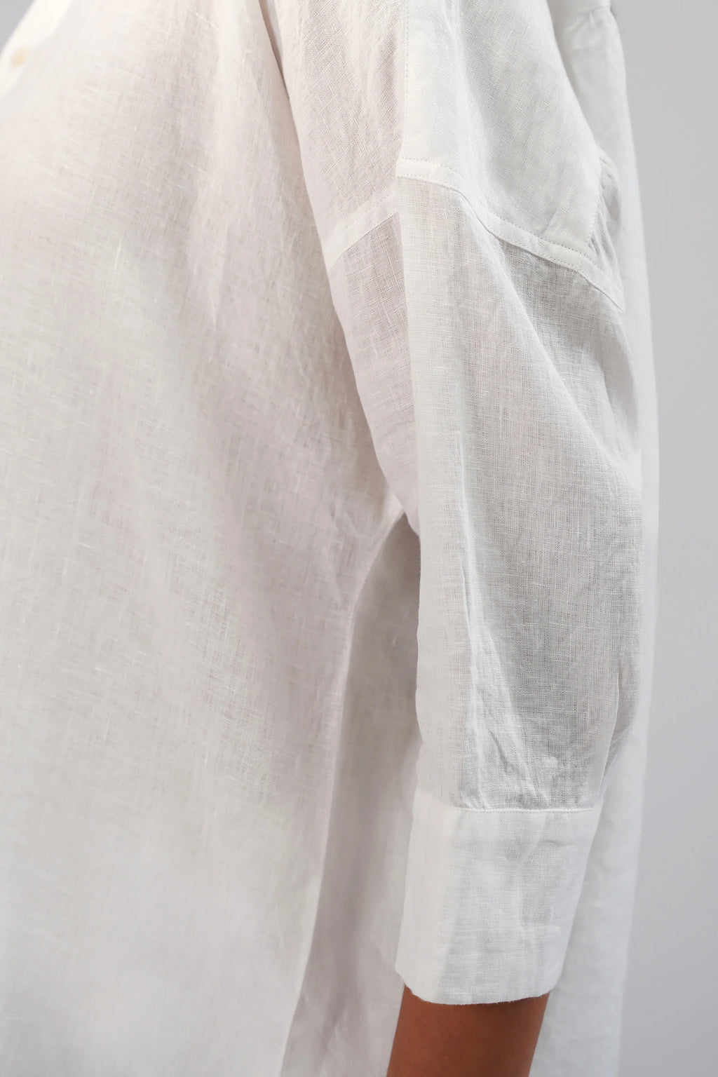 Relaxed Fit Linen Shirt with Wrap Styling Detail Drop Shoulders