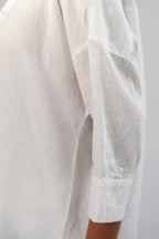 Relaxed Fit Linen Shirt with Wrap Styling Detail Drop Shoulders