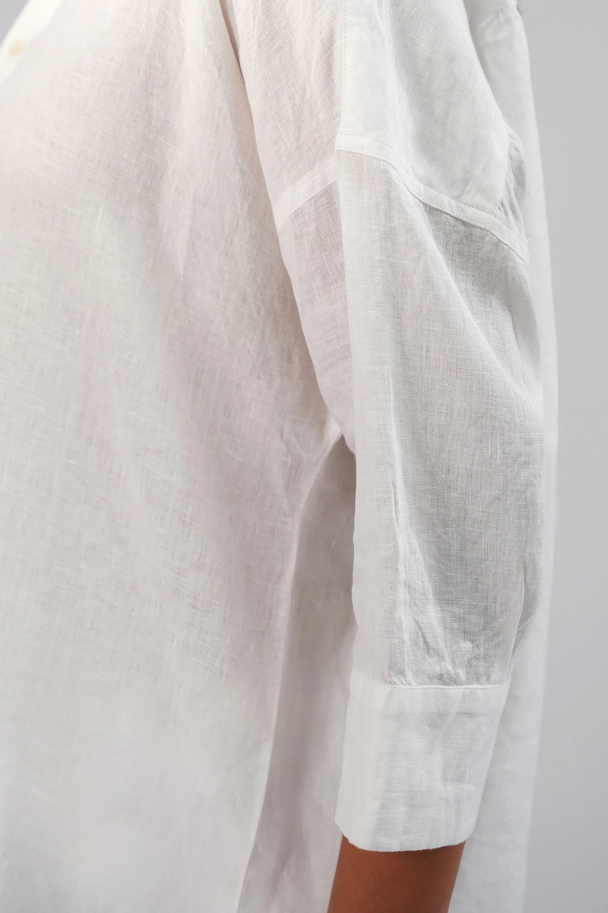 Relaxed Fit Linen Shirt with Wrap Styling Detail Drop Shoulders
