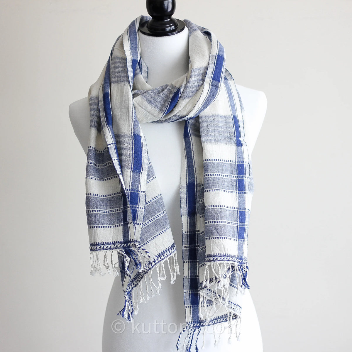Organic Cotton Wrap with Tassels Handwoven Genetically Pure Organic Kala Cotton Scarf White 23x76 multiple designs