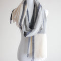 Organic Kala Cotton Wrap with Tassels Handwoven Genetically Pure Organic Cotton Scarf Cream Gray 23x84