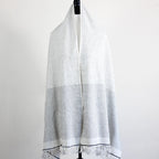 Handspun Handwoven Cotton Scarf Sustainable Fashion Stole by Women Artisans White Gray 23x77