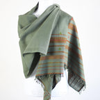 Organic Kala Cotton Scarf Handwoven Stole with Tassels Green 22x76