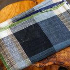 Handspun Handwoven Organic Cotton Scarf Light Airy Stole Cream Blue 24x79