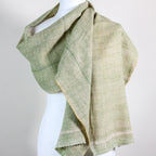 Himalayan Merino Wool Scarf Handspun Handwoven and Naturally Dyed in the Himalayas with Indigo Tesu Flowers Green 13x76