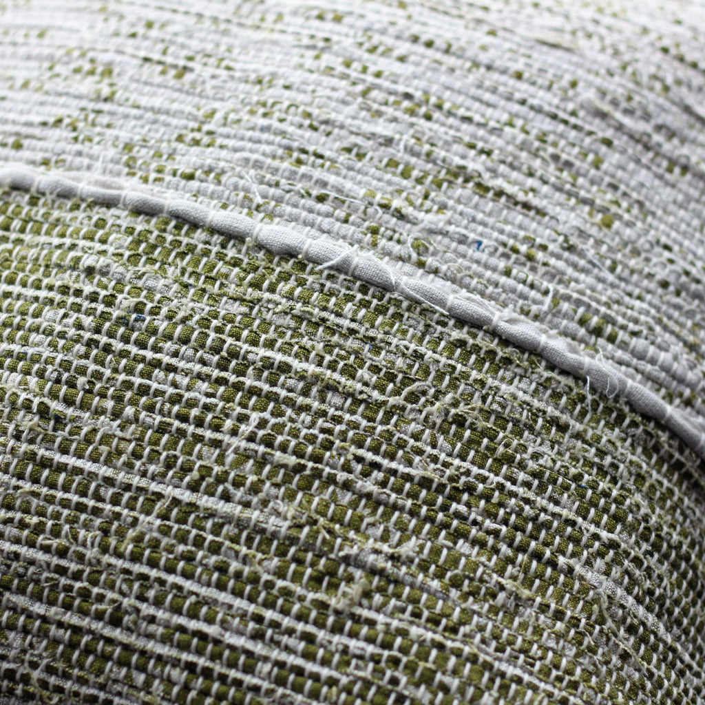 Handwoven Linen Throw Pillow Cover Made from Fabric Waste Decorative Linen Cushions Green 20x20
