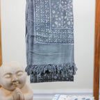 Naturally Dyed Handwoven Hand Block Printed Decorative Cotton Towel Gray 28x62