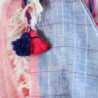 Ethically Sourced Beautiful Cotton Wrap Handcrafted by Women Artisans in India Pink Blue 30x86