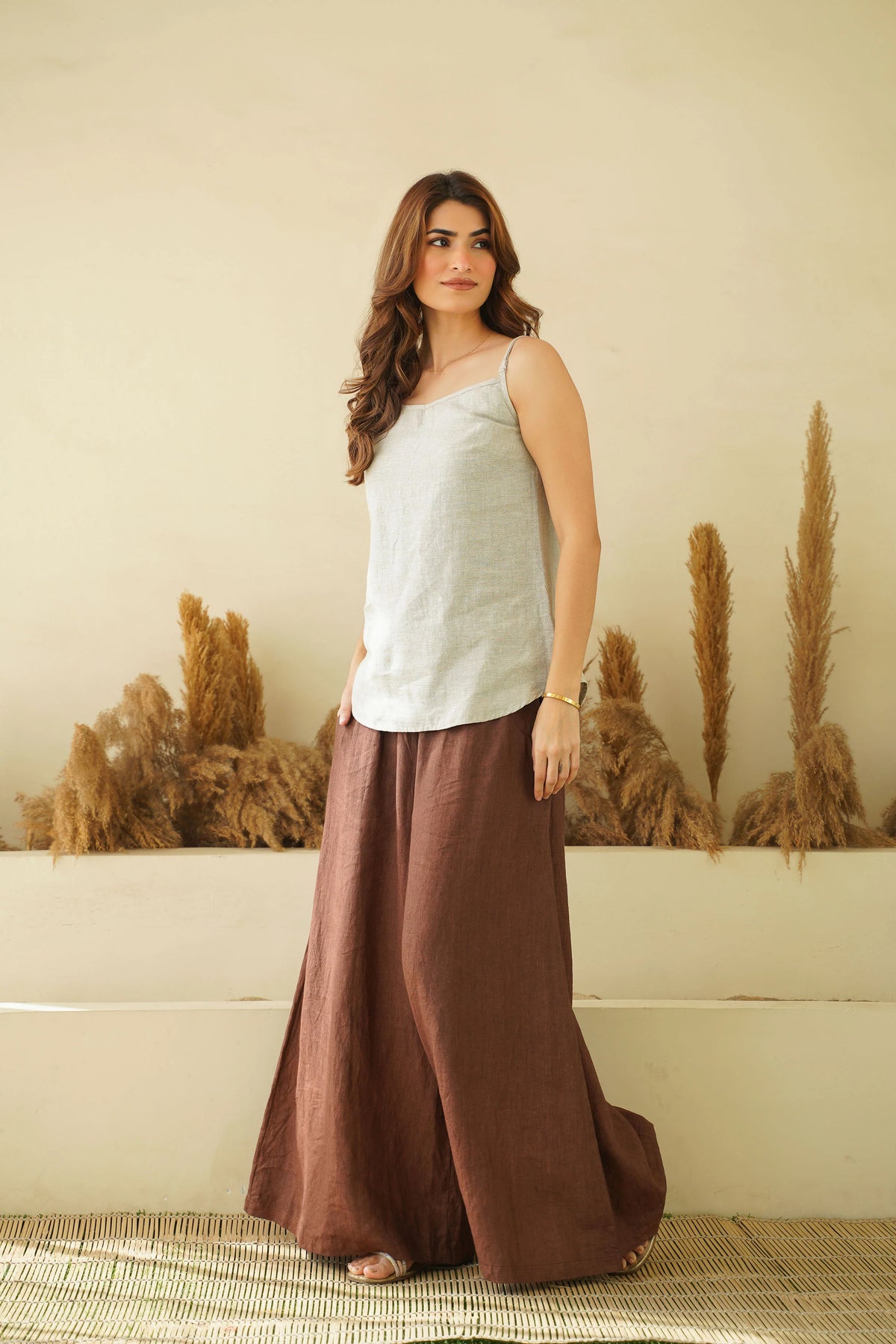 Summer Breeze Linen Tank Top Cami with Adjustable Straps Sleeveless Organic Washed Linen Crop Slip Camisole