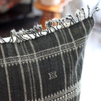 Bhujodi 100 Wool Organic Cotton Pillow Cover Rustic Handwoven Cushion with Tassels Dark Gray Pair
