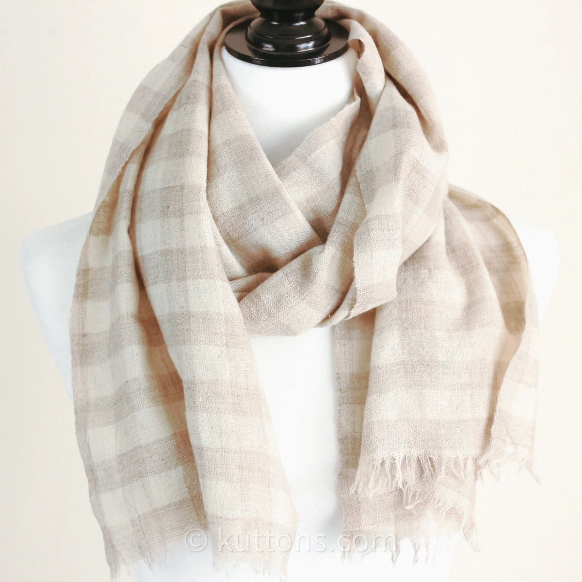 Pashmina Cashmere Scarf Soft Featherweight Pure Cashmere Wool from Ladakh Himalayas Cream 14x80
