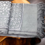 Naturally Dyed Handwoven Hand Block Printed Decorative Cotton Towel Gray 28x62