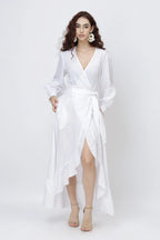The Solenne Linen Wrap Maxi Dress Elegant Breathable Timeless