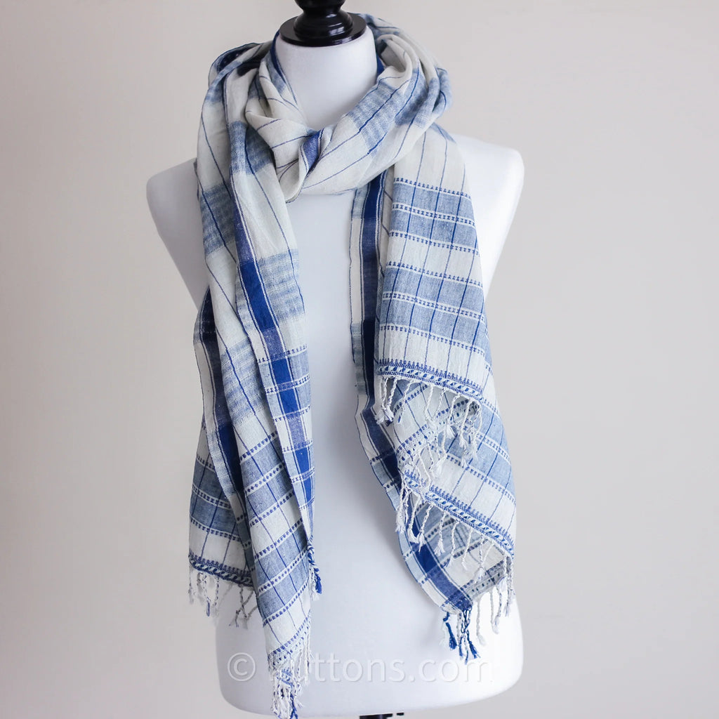 Organic Cotton Wrap with Tassels Handwoven Genetically Pure Organic Kala Cotton Scarf White 23x76 multiple designs