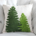 Christmas Trees Cushion Cover Textured Cotton Decorative Throw Pillow Case Cream Green 18x18 Square Single
