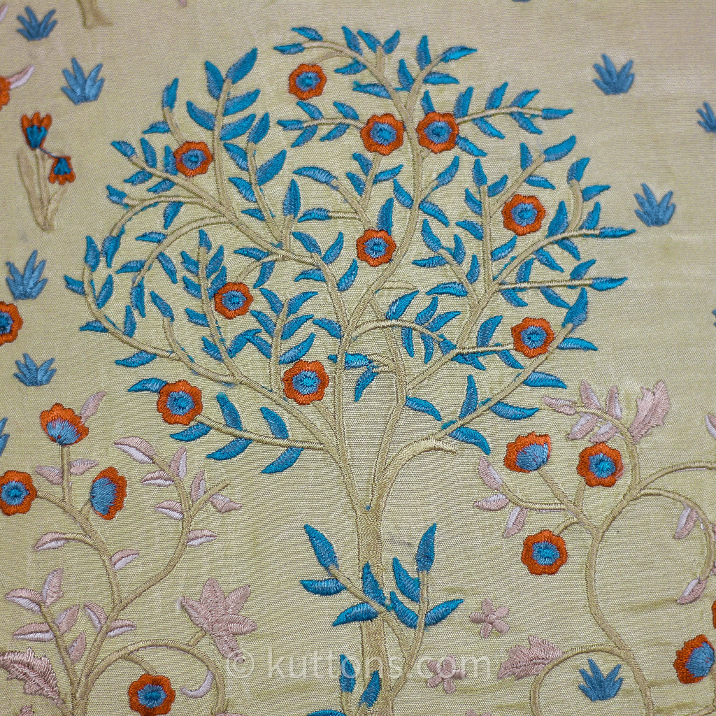 Silk Blend Decorative Cushion Cover with Exquisite Embroidery Beige 16x16