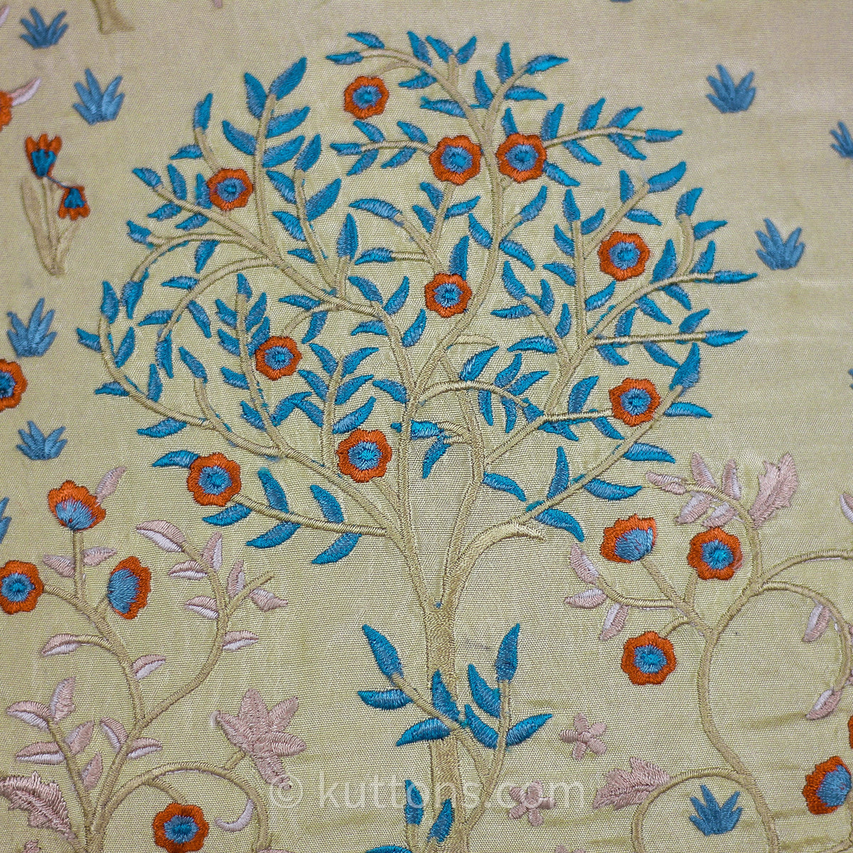 Silk Blend Decorative Cushion Cover with Exquisite Embroidery Beige 16x16