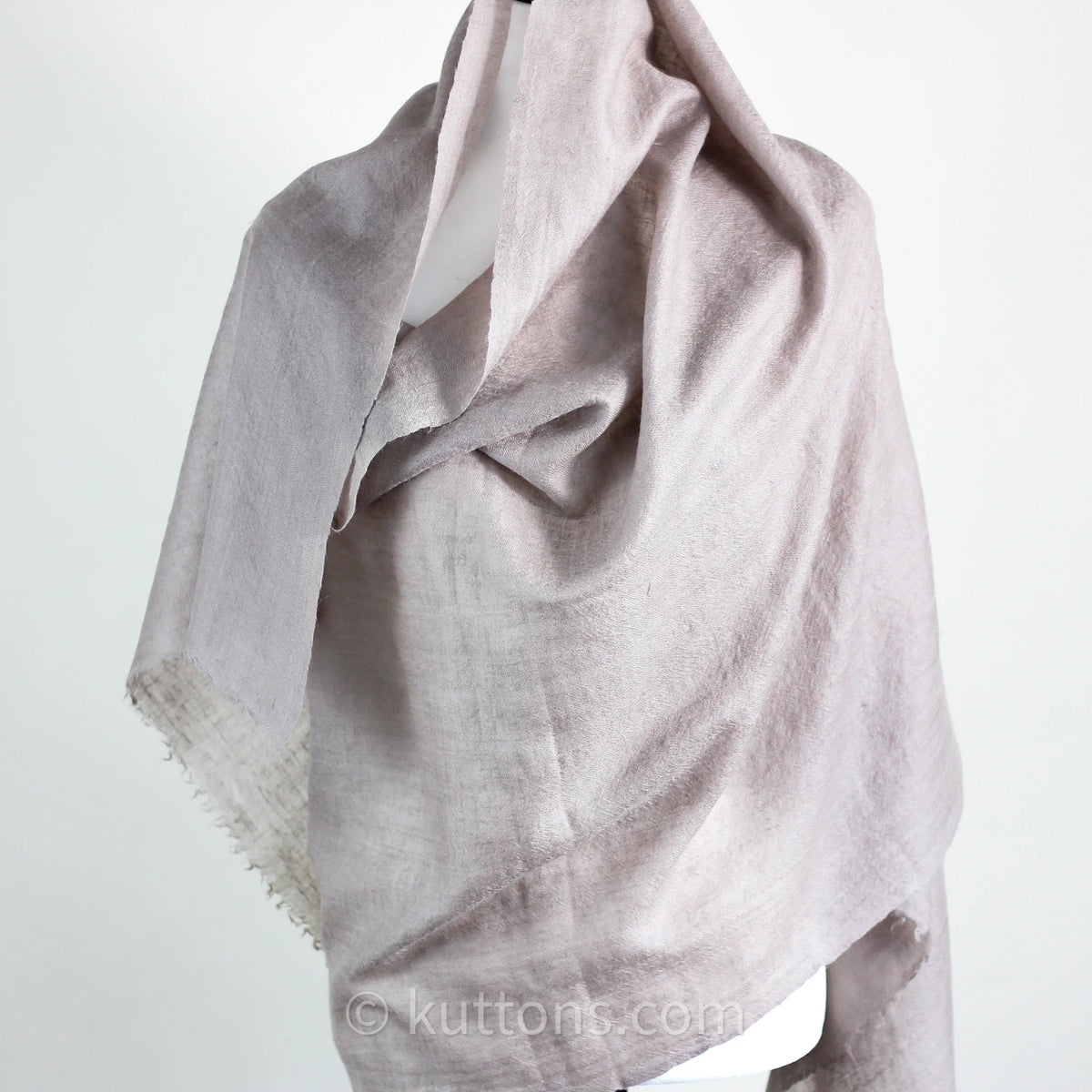 Pure Pashmina Cashmere Stole Soft Featherweight Handspun Pashmina Cashmere Wrap from Ladakh Himalayas Light Gray 29x82