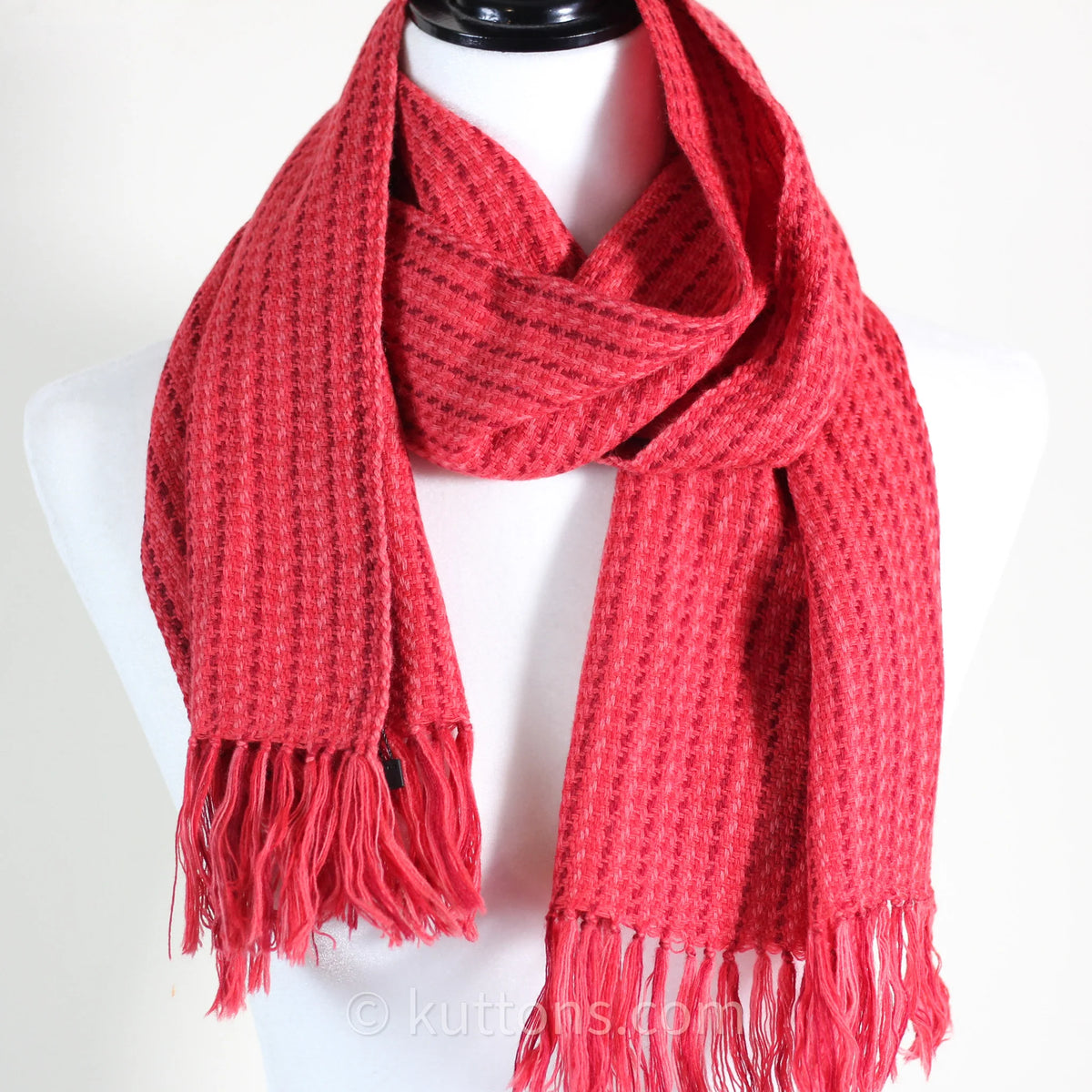 Handwoven Merino Himalayan Wool Scarf Naturally Dyed with Madder Sappanwood Red 11x52 Small