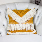 Cotton Embroidered Textured Pillow Cover Boho Decorative Cushion Orange White 18x18