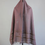 Handwoven Organic Kala Cotton Scarf Wrap with Tassels Antique Fuschia 22x74