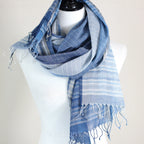 Naturally Dyed Handwoven Cotton Stole Indigo Tea Waste Featherweight Fashion Wrap Blue 23x80 multiple designs