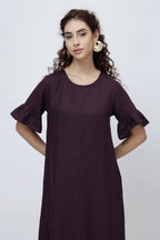 Ruffle Hem Linen Midi Dress Soft Flowing Midi
