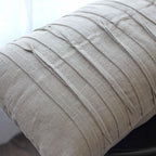 Handcrafted Washed 100 Linen Throw Pillow Cover Pleated Design Natural Brown 16x24