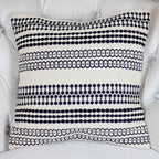 Handwoven Textured Cotton Bohemian Throw Pillow Cover White Black 18x18